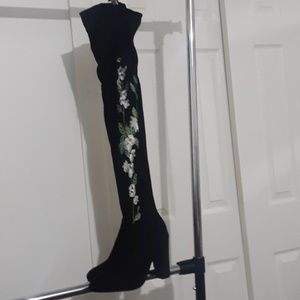 Velour Thigh high boots